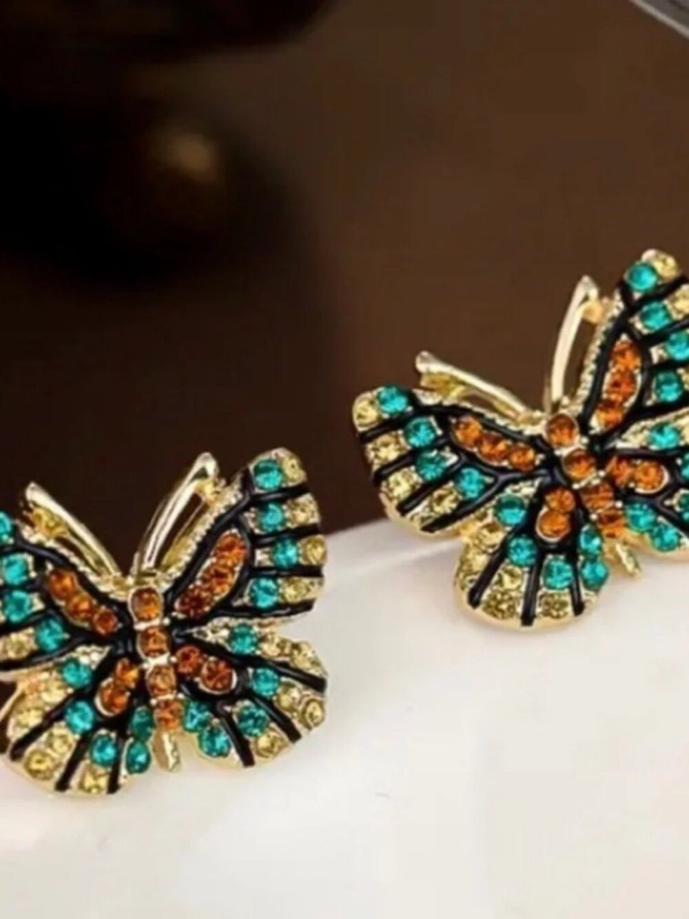 ✨Modcloth Nora Rhinestone Butterfly Earrings - Picture 2 of 4